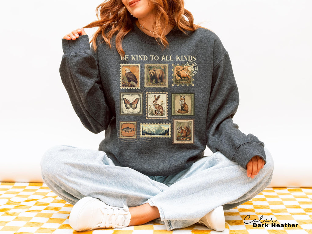 Be Kind To All Kinds Wildlife Sweatshirt, Nature Lover Tee