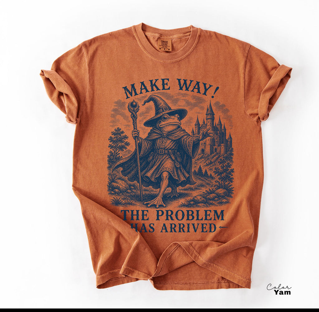 Funny Frog Unhinged Shirt, Make Way The Problem Has Arrived Tee, Retro Vintage Frog Sweatshirt, Wizard Frog, Comfort Colors, Goblincore