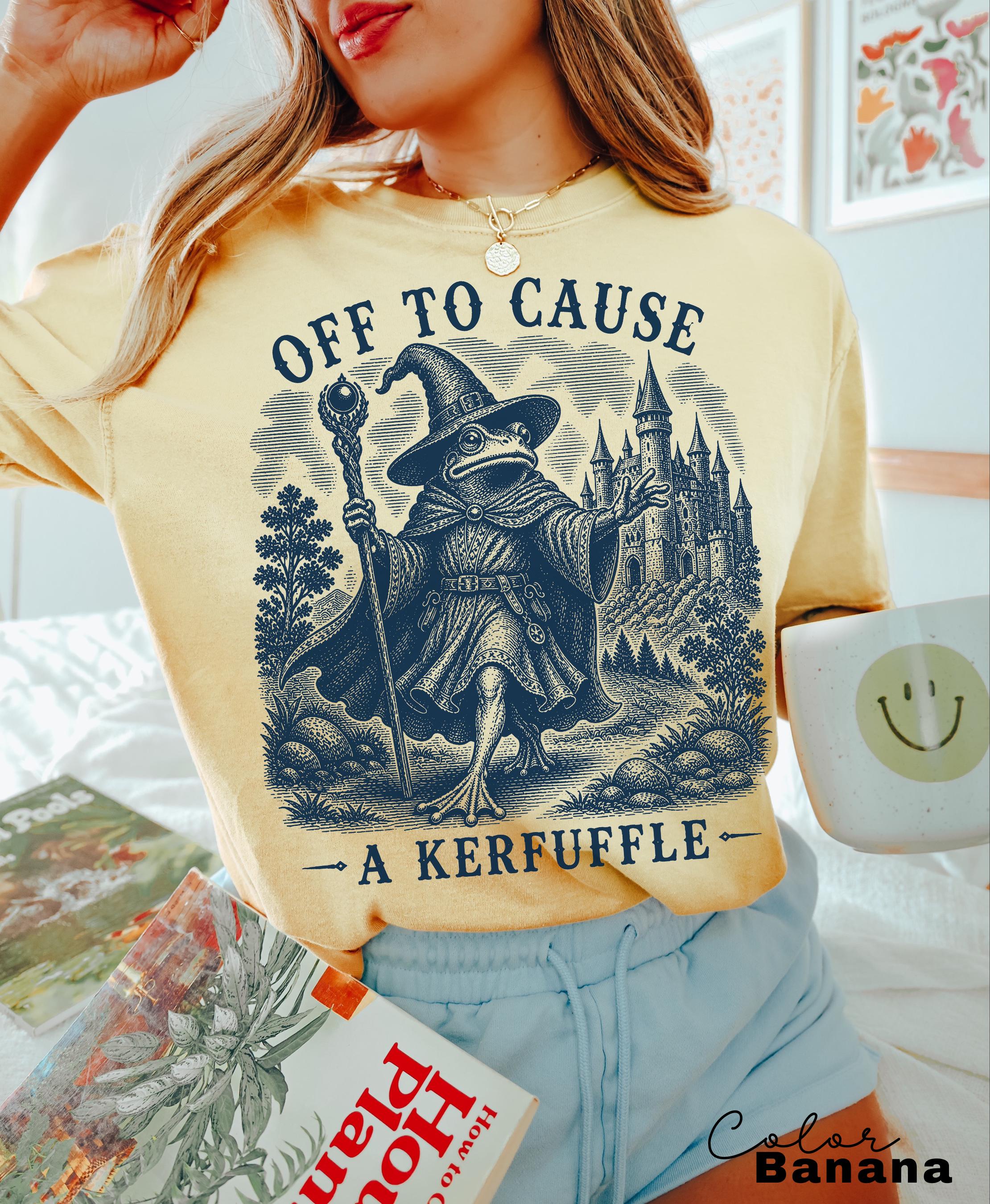 Kerfuffle Frog Shirt, Off To Cause A Kerfuffle Frog Tee, Funny Frog Sweatshirt, Goblincore Wizard Sweatshirt, Comfort Colors Chaotic Gift