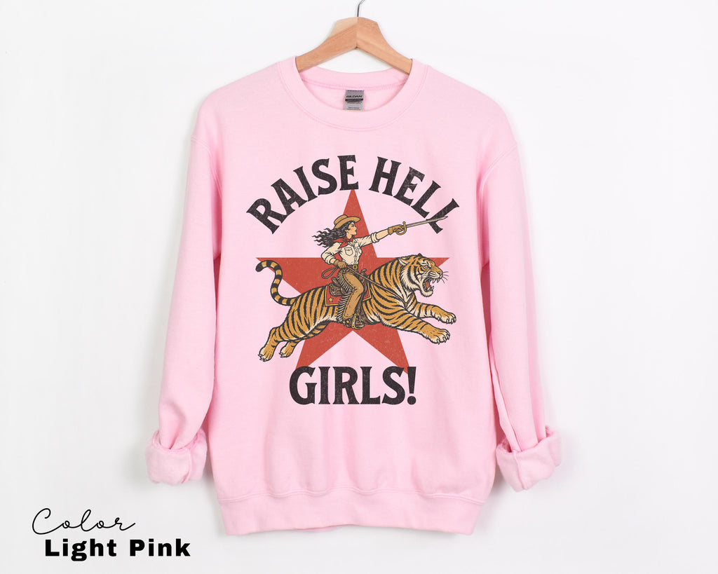 Raise Hell Girls Retro Tiger Cowgirl Comfort Colors Shirt