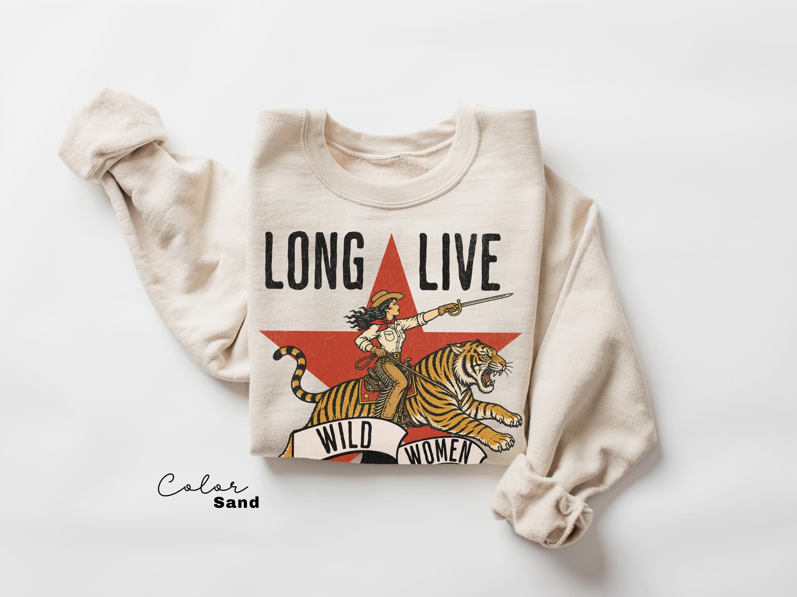Long Live Wild Women, Retro Tiger Comfort Colors Shirt, Western Grunge Cowgirl, Resist Feminist Graphic Crewneck, Freedom TShirts