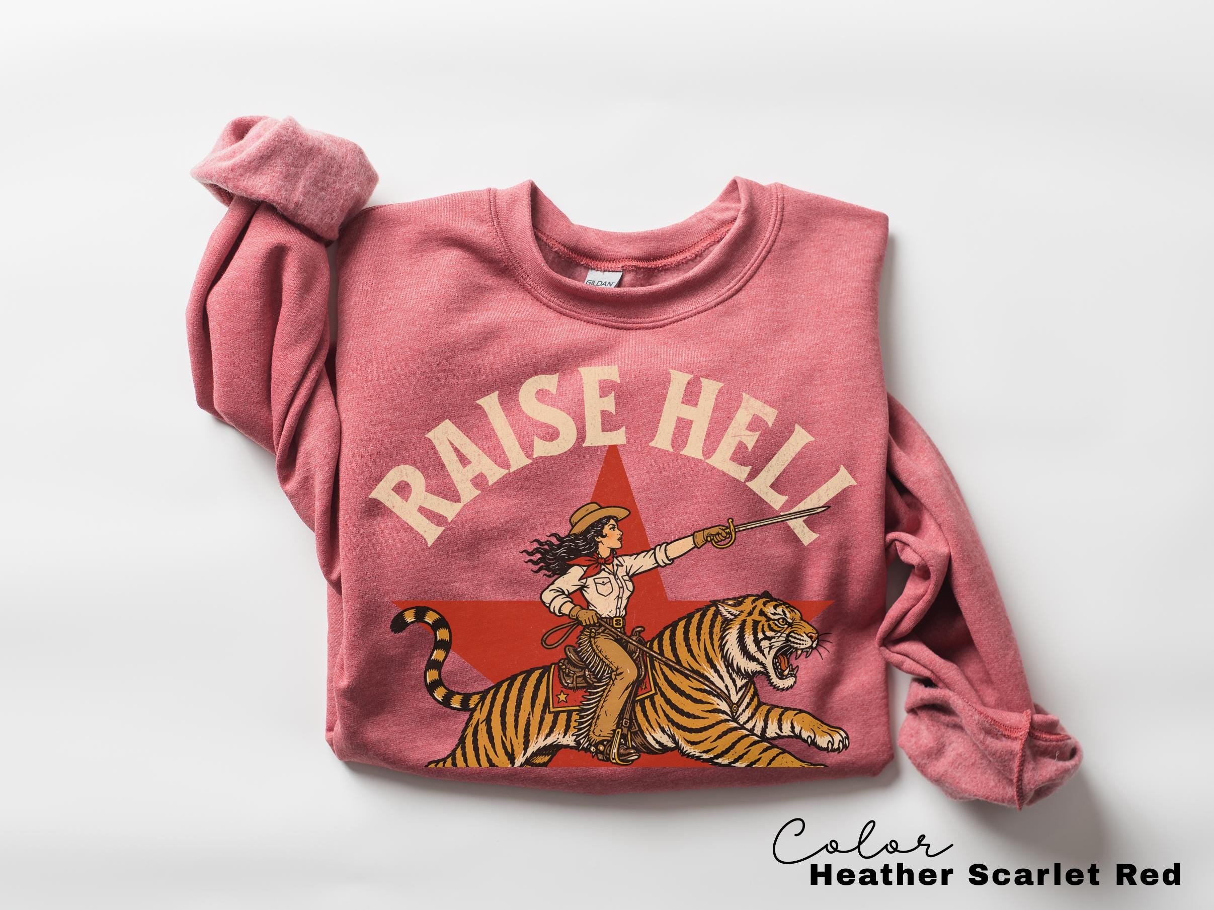 Raise Hell Girls Retro Tiger Cowgirl Comfort Colors Shirt