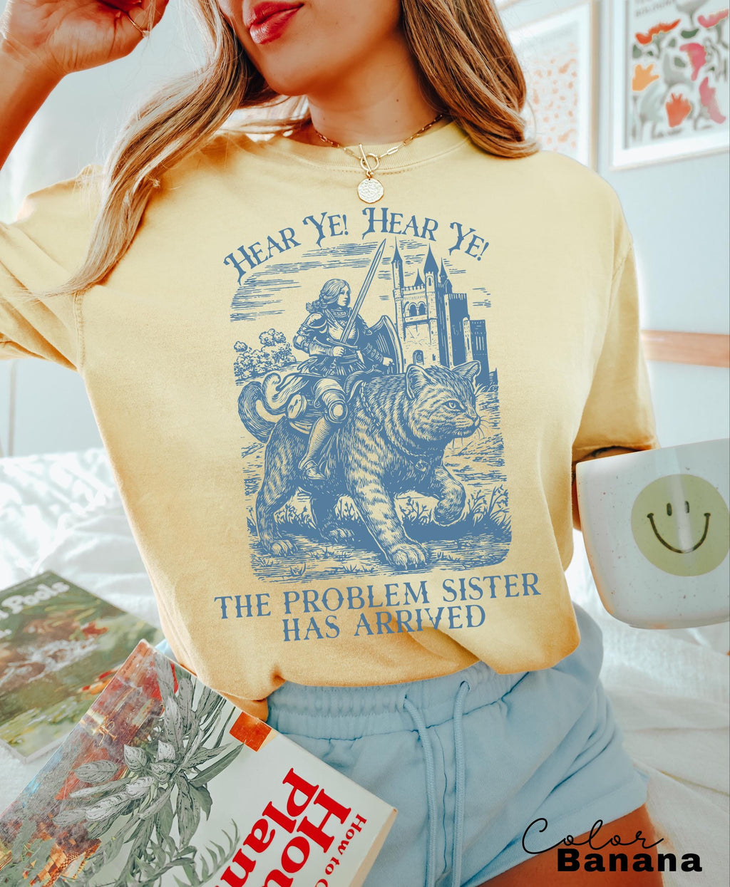 Funny Sister Shirt, Knight Cat Rider, Problem Sister has Arrived, Fantasy Lover, Gift for Daughter