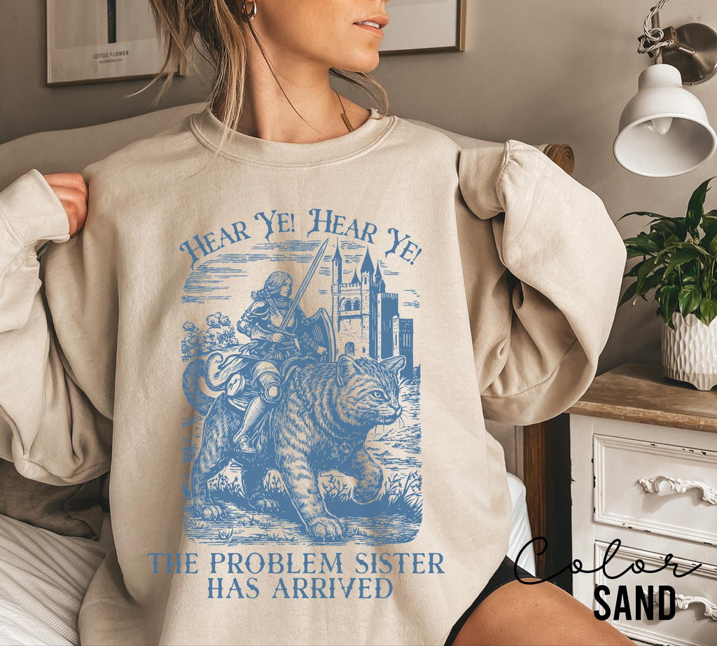 Funny Sister Shirt, Knight Cat Rider T-Shirt or Sweatshirt Gift