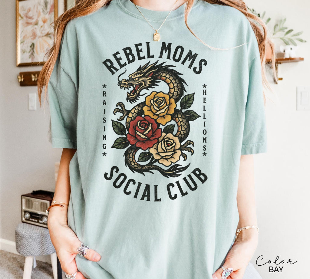Rebel Moms Social Club Shirt, ama Dragon Tee, Badass Mom, Wild Mom T-shirt, Cool Mom Shirt, Comfort Colors, Powerful Mom Shirt,