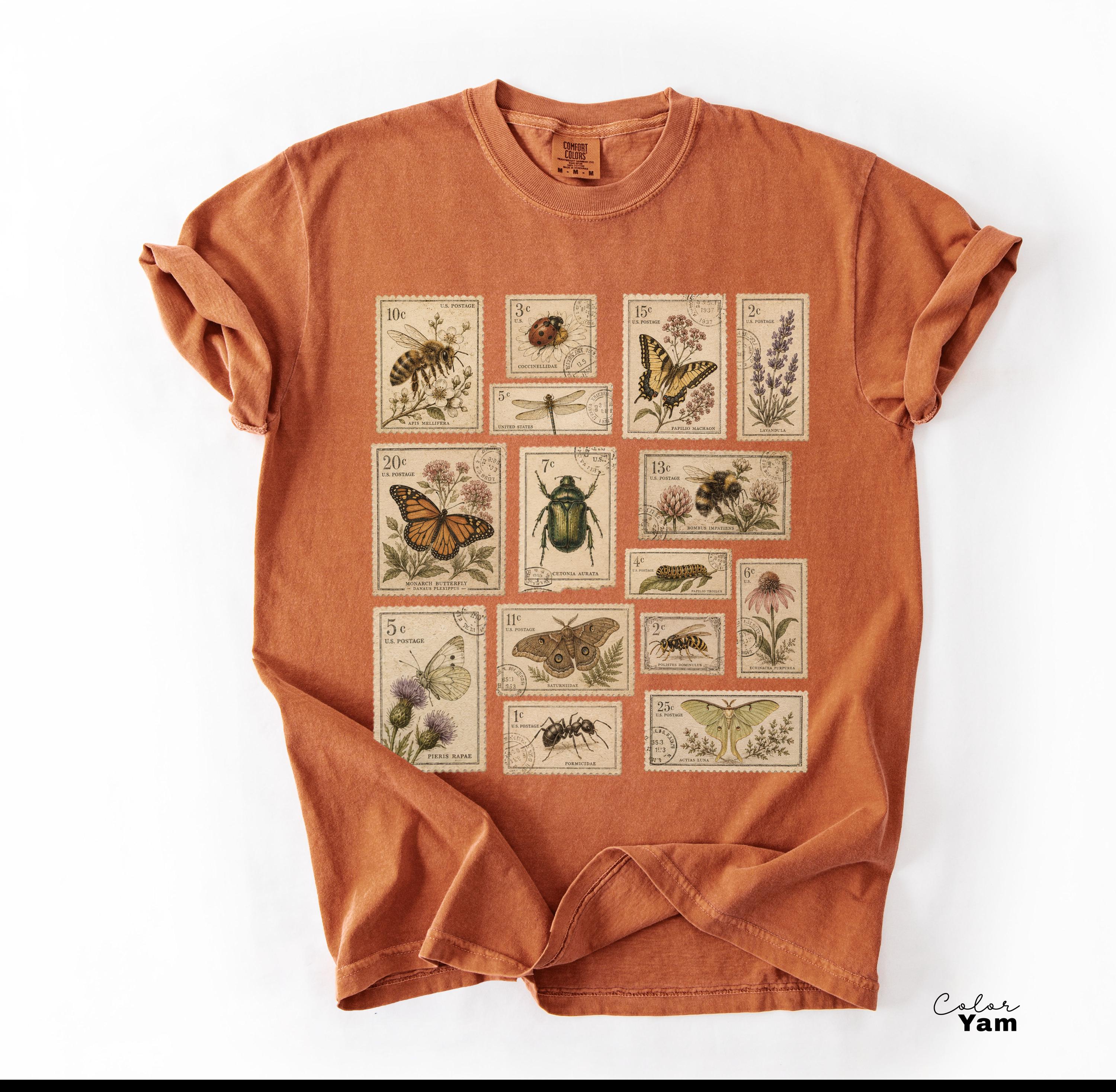 Vintage Postage Stamp Butterfly Bee Moth Insect T-Shirt
