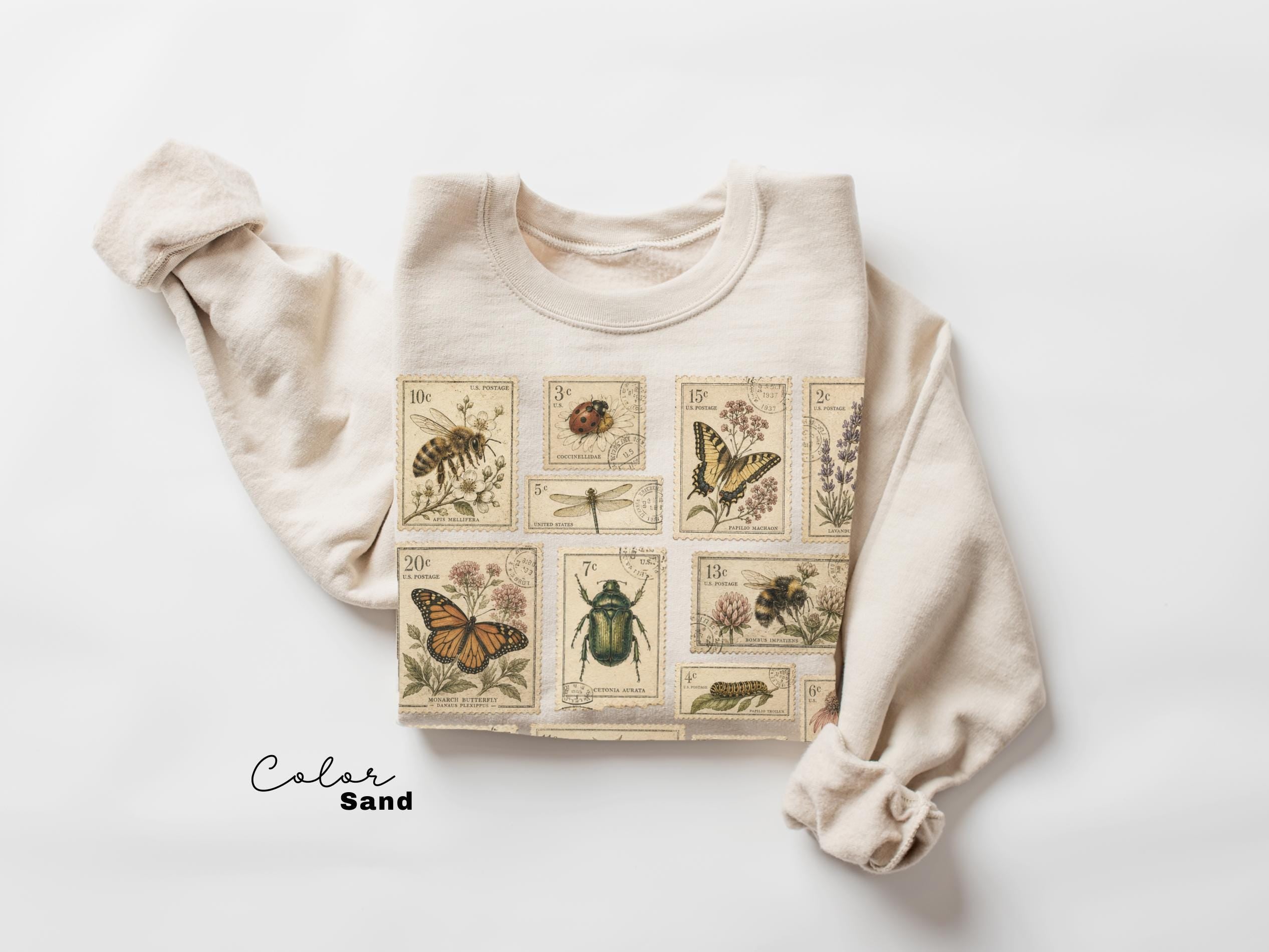 Vintage Postage Stamp Butterfly Bee Moth Insect T-Shirt