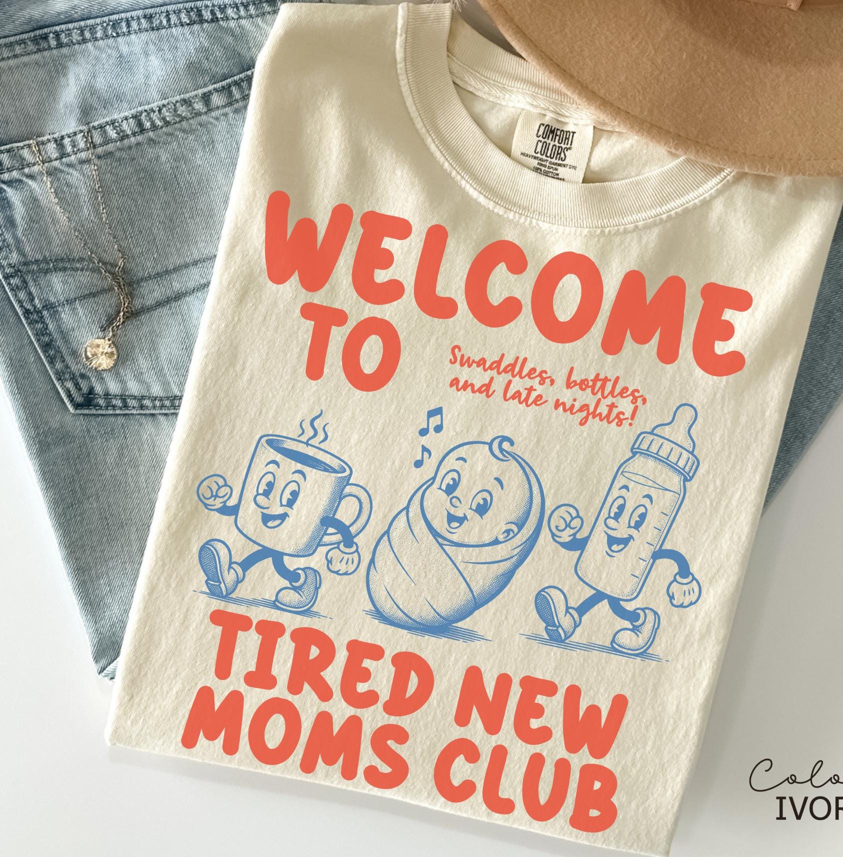 Funny New Mom Shirt, Tired New Moms Club Tee, Swaddles Bottles Late Nights, Baby Shower Gift for Mom