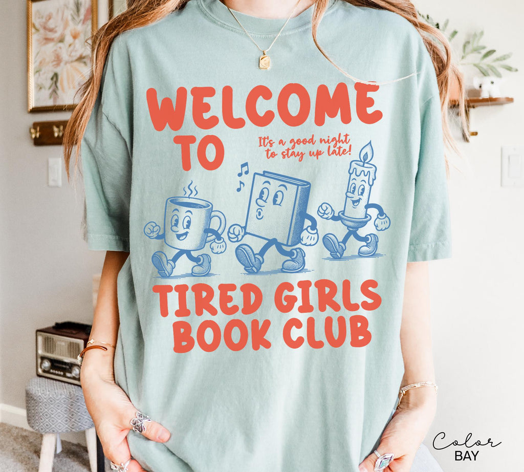 Funny Book Club Shirt, Tired Girls Book Club Tee, Stay Up Late Reading Gift, Book Lover Gift for Her, Retro Book Tee