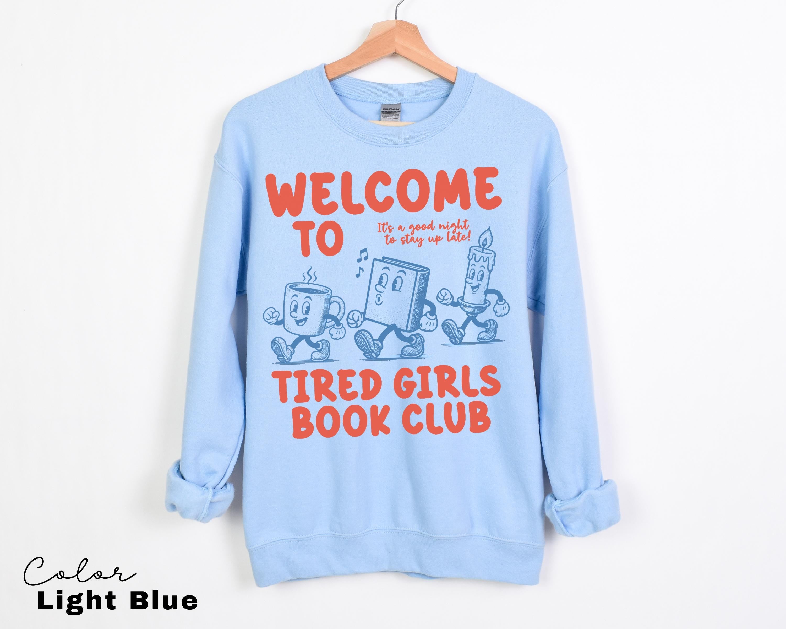 Funny Book Club Shirt, Tired Girls Book Club Tee, Stay Up Late Reading Gift, Book Lover Gift for Her, Retro Book Tee