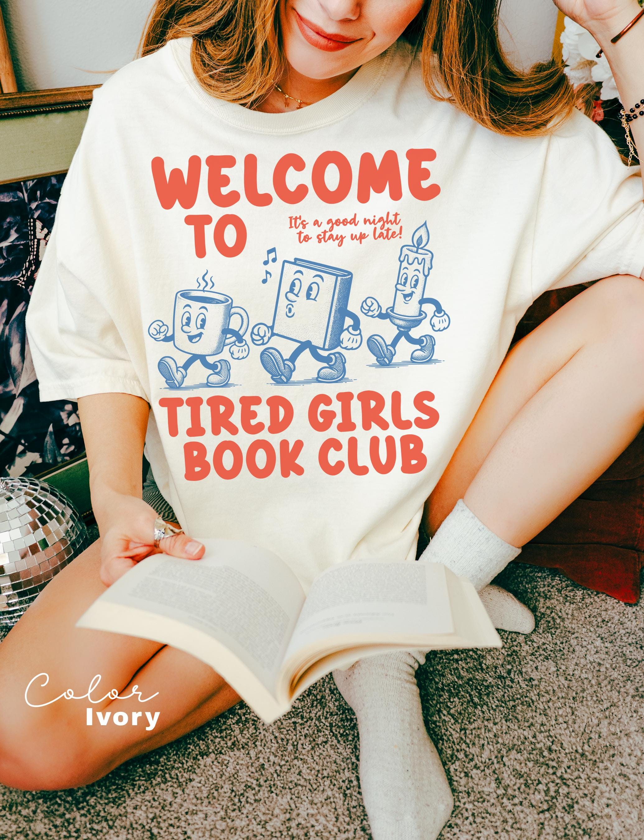 Funny Book Club Shirt, Tired Girls Book Club Tee, Stay Up Late Reading Gift, Book Lover Gift for Her, Retro Book Tee