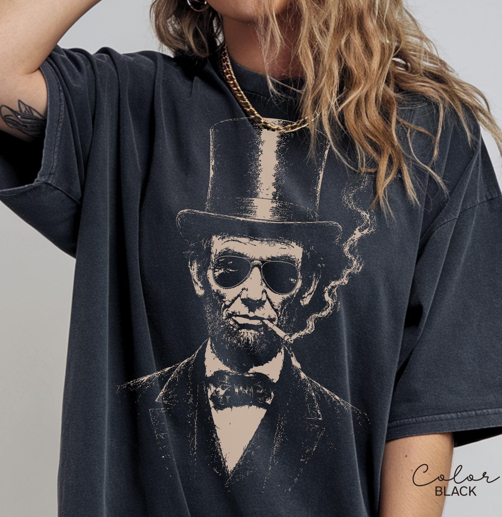 Funny Abraham Lincoln Shirt, Cool Founding Father Tee, American History Humor Gift, Comfort Colors Black
