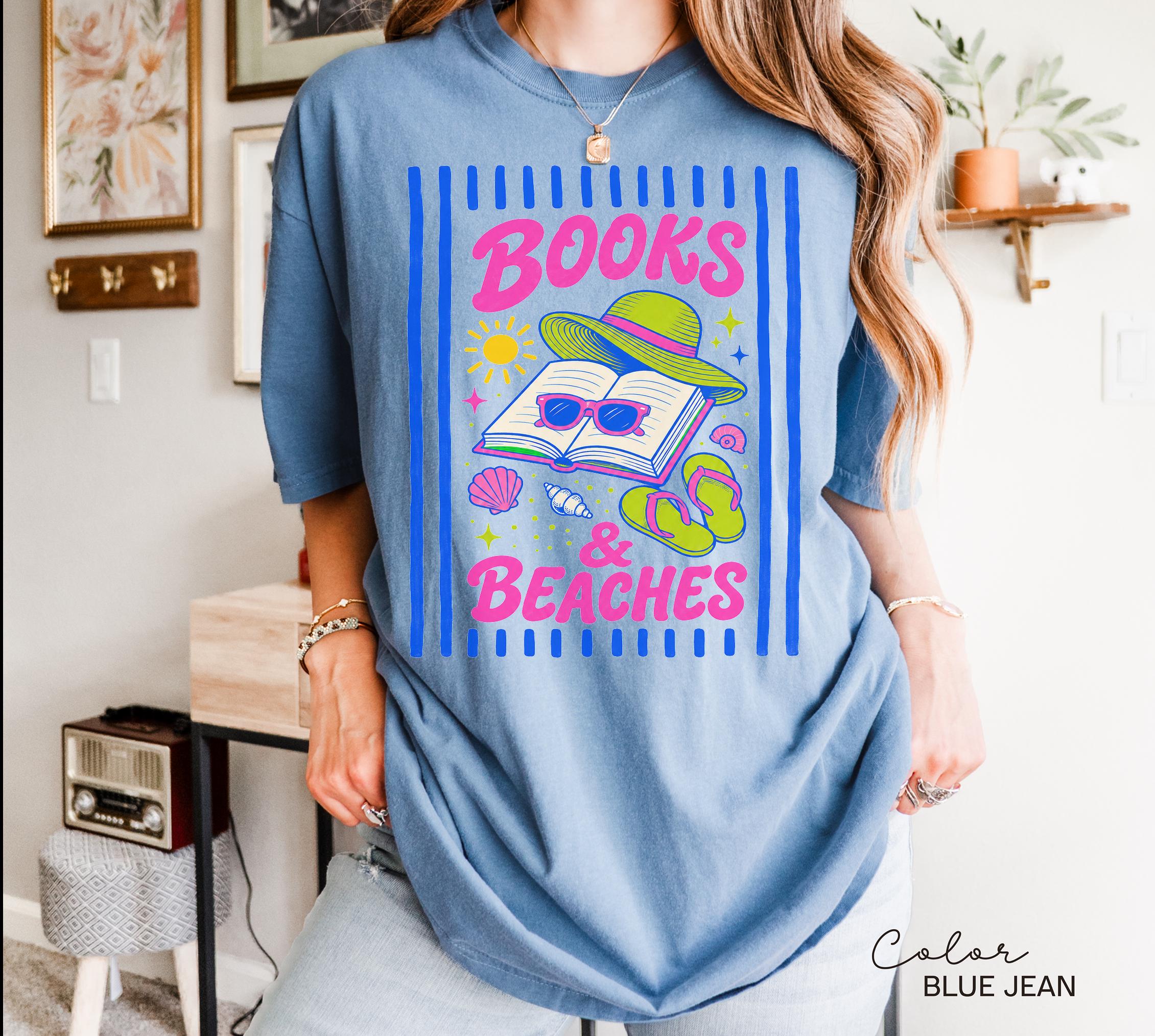 Books and Beaches Shirt, Comfort Colors Book Shirt, Gift for Book Lover, Book Lover Shirt, Reading Summer Tee, Bookworm Gift,