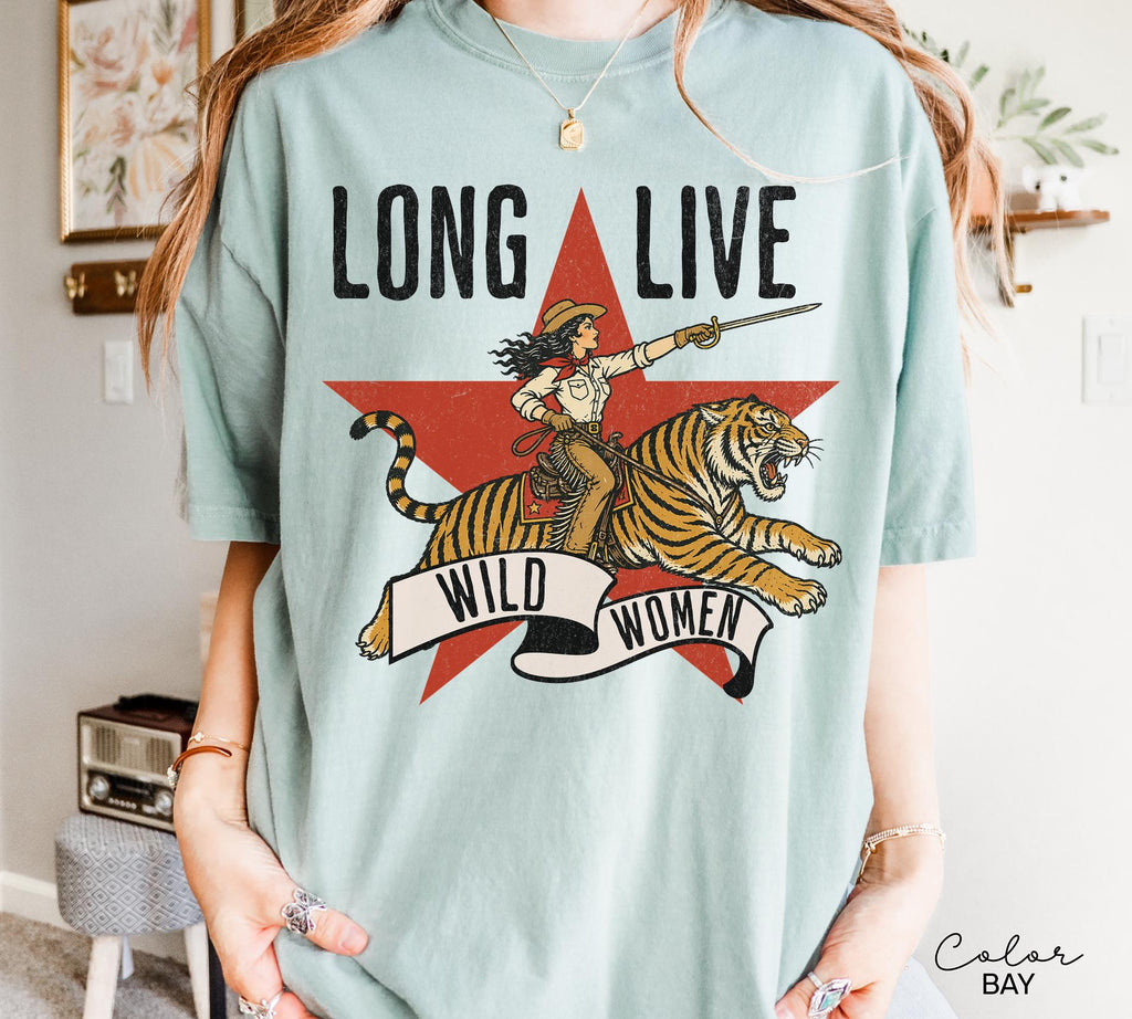 Long Live Wild Women Retro Tiger Comfort Colors T-Shirt