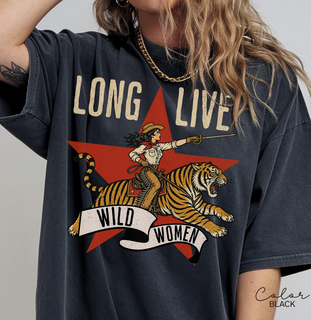 Long Live Wild Women Retro Tiger Comfort Colors T-Shirt