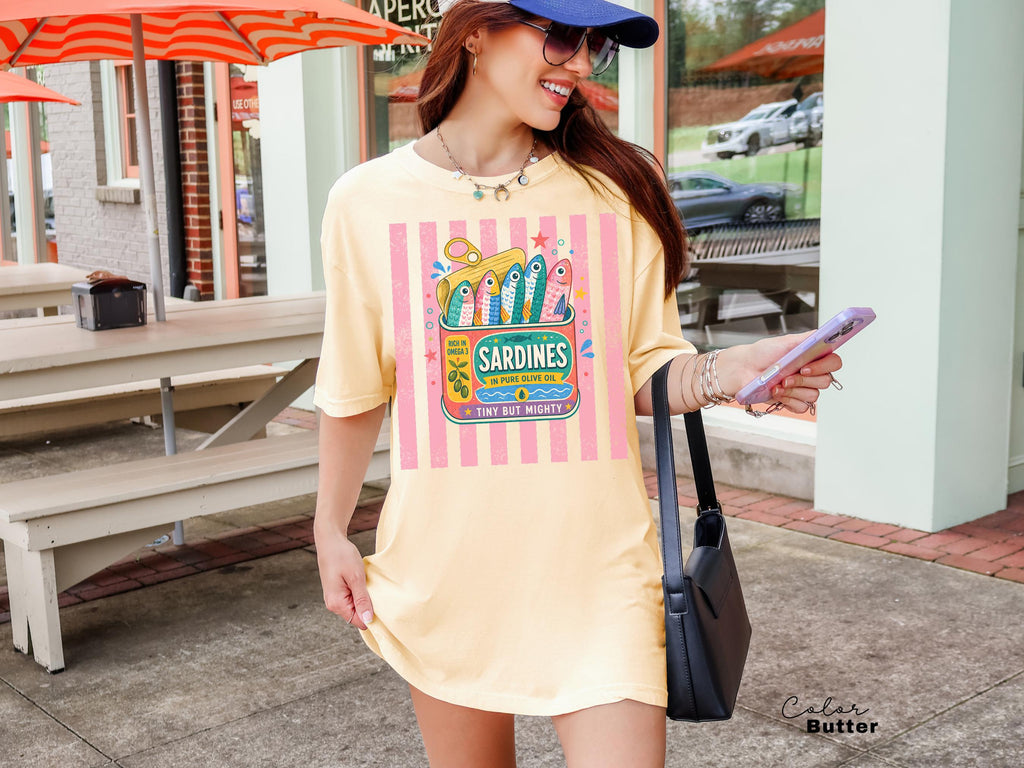 Retro Summer Sardines Shirt, Sardine Can Shirt, Retro Tin Fish, Mediterranean Food Shirt