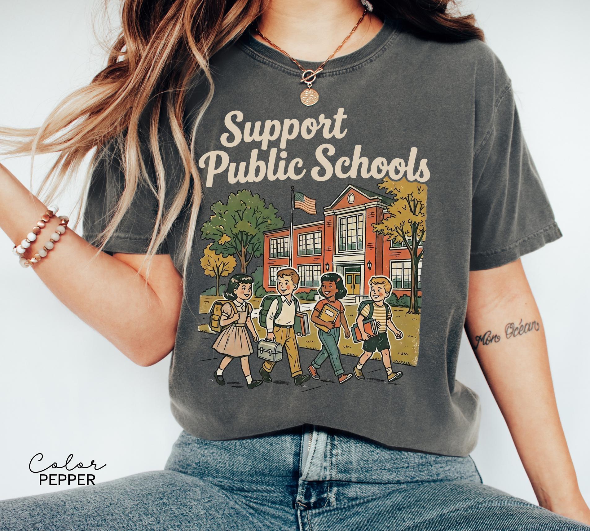 Retro Teacher Shirt, Support Public Schools, Support Teachers TShirt, Education T-Shirt, Back to School