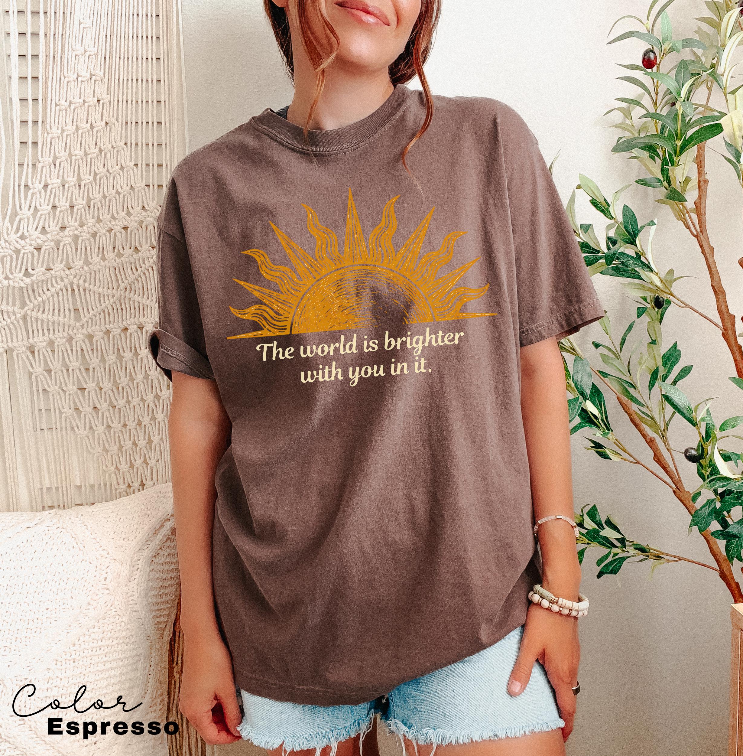 Teacher Shirt Mental Health Tee, Motivational Saying, The World Is Brighter With You In It, School Counselor, Comfort Colors