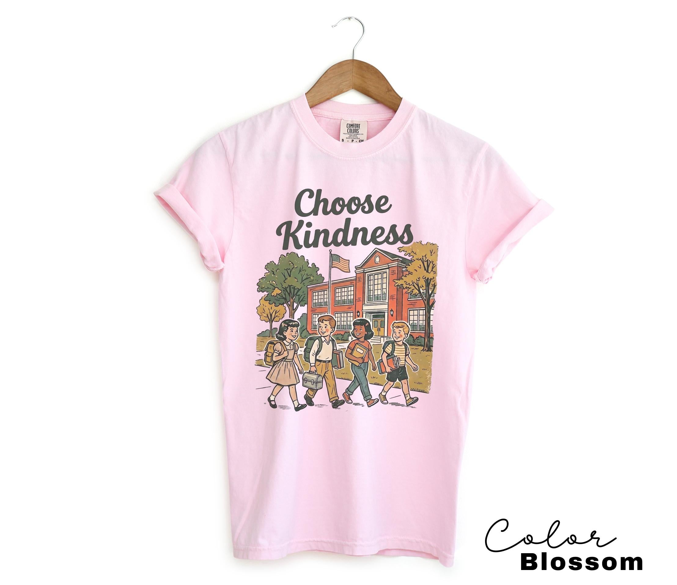 Teacher Shirt Choose Kindness Retro School Tee, Motivational Saying, Elementary Teacher, Comfort Colors