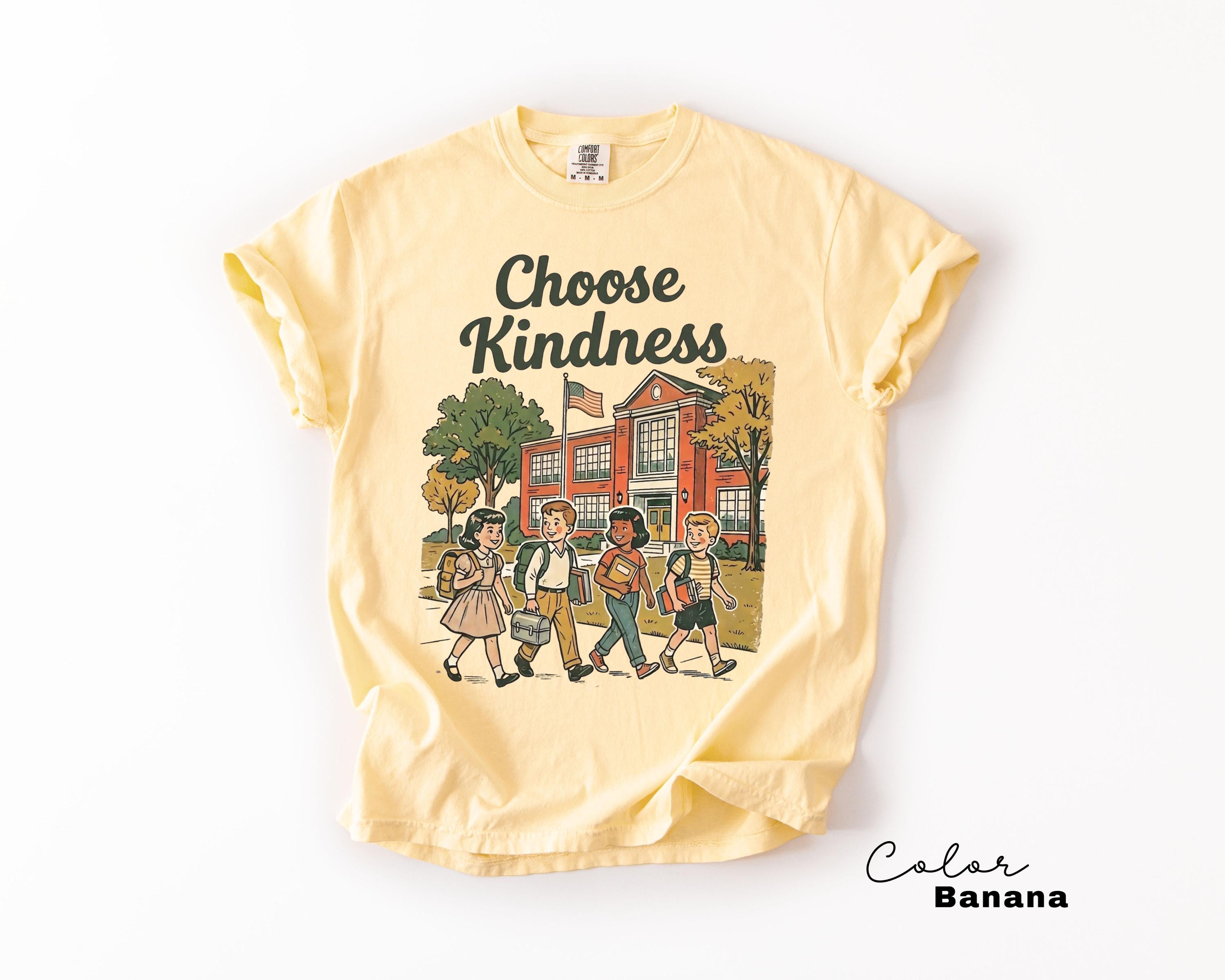 Teacher Shirt Choose Kindness Retro School Tee, Motivational Saying, Elementary Teacher, Comfort Colors