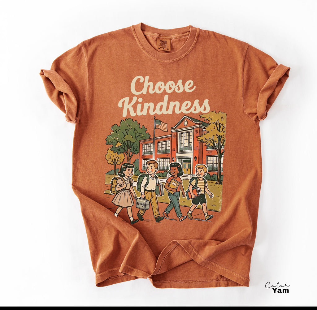 Teacher Shirt Choose Kindness Retro School Tee, Motivational Saying, Elementary Teacher, Comfort Colors
