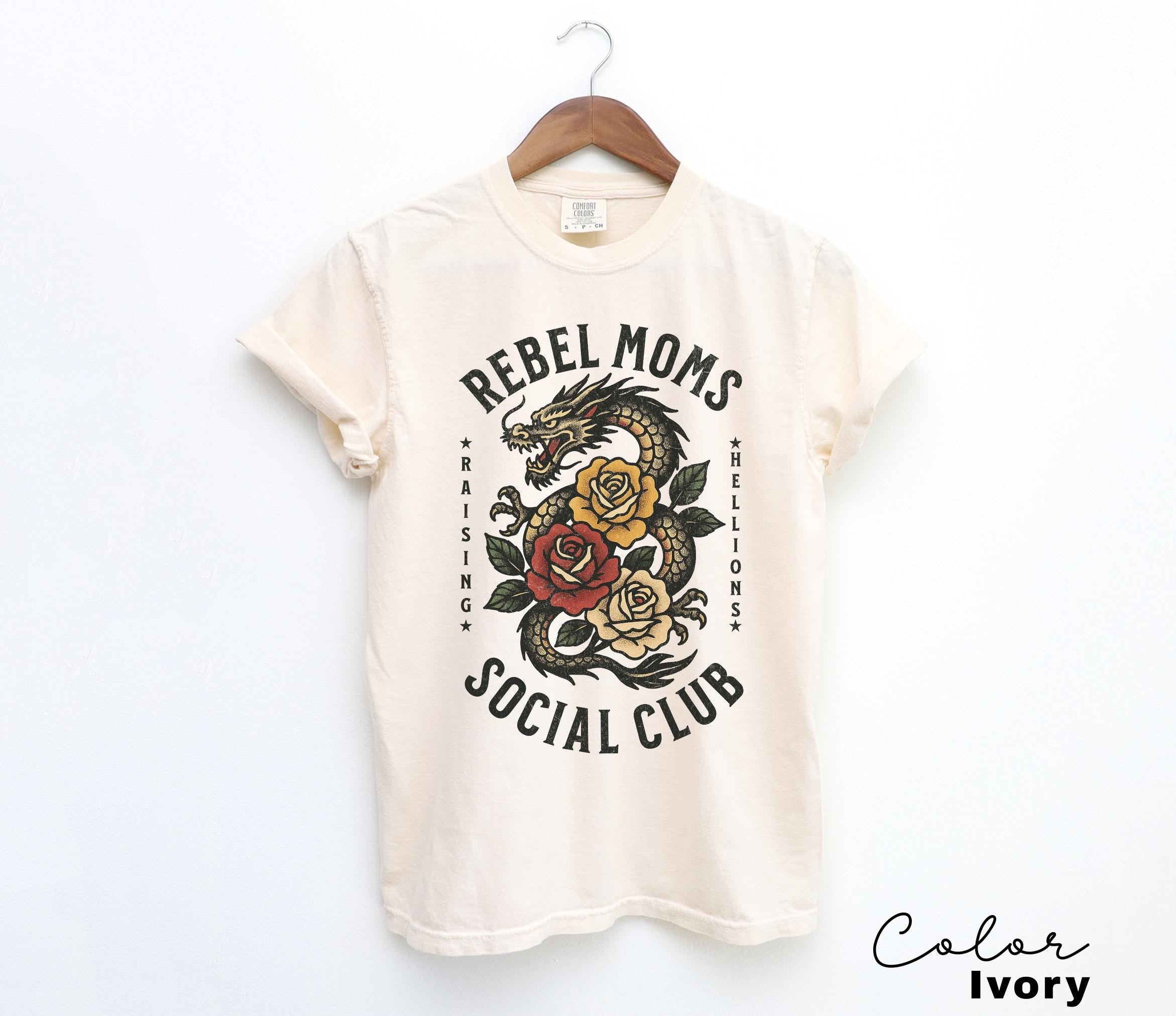 Rebel Moms Social Club Shirt, ama Dragon Tee, Badass Mom, Wild Mom T-shirt, Cool Mom Shirt, Comfort Colors, Powerful Mom Shirt,