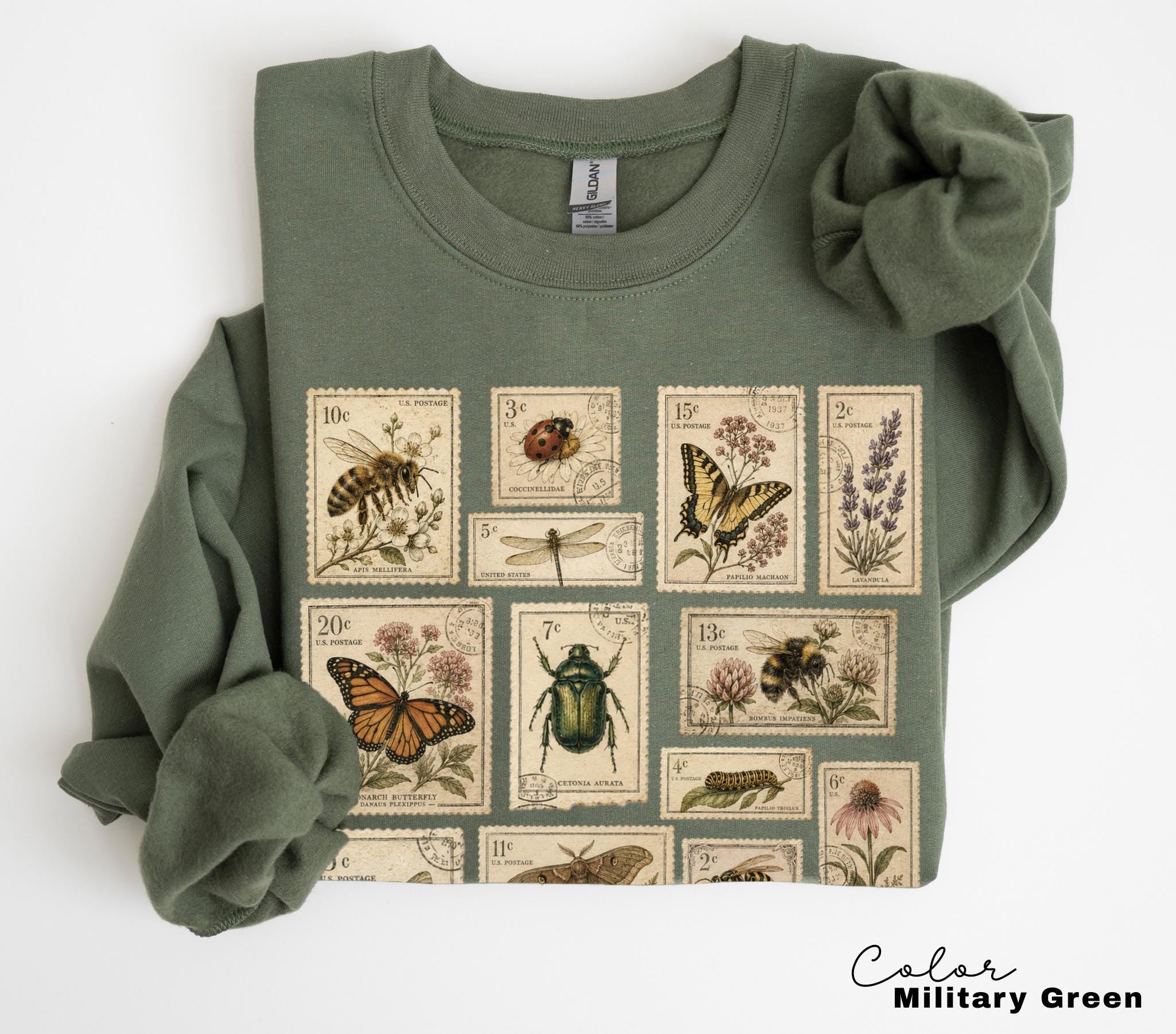 Vintage Postage Stamp Butterfly Bee Moth Insect T-Shirt