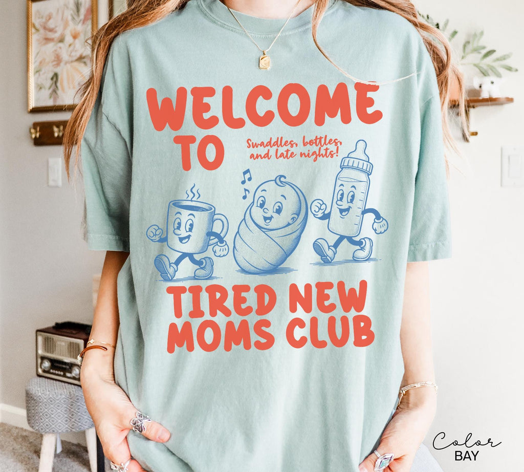 Funny New Mom Shirt, Tired New Moms Club Tee, Swaddles Bottles Late Nights, Baby Shower Gift for Mom