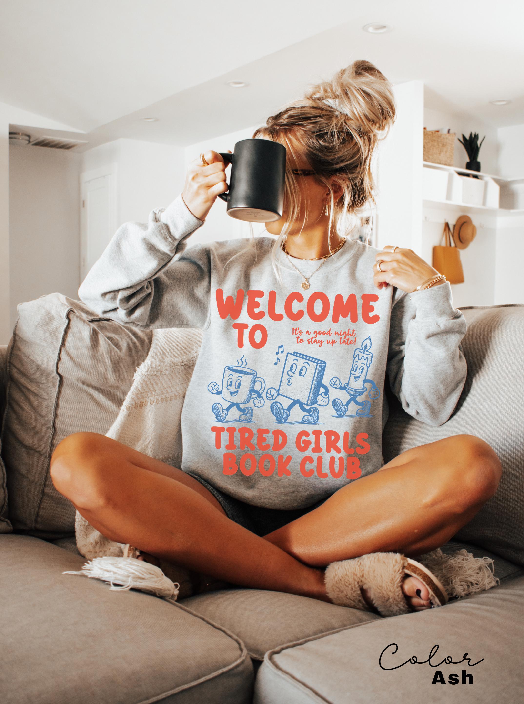 Funny Book Club Shirt, Tired Girls Book Club Tee, Stay Up Late Reading Gift, Book Lover Gift for Her, Retro Book Tee
