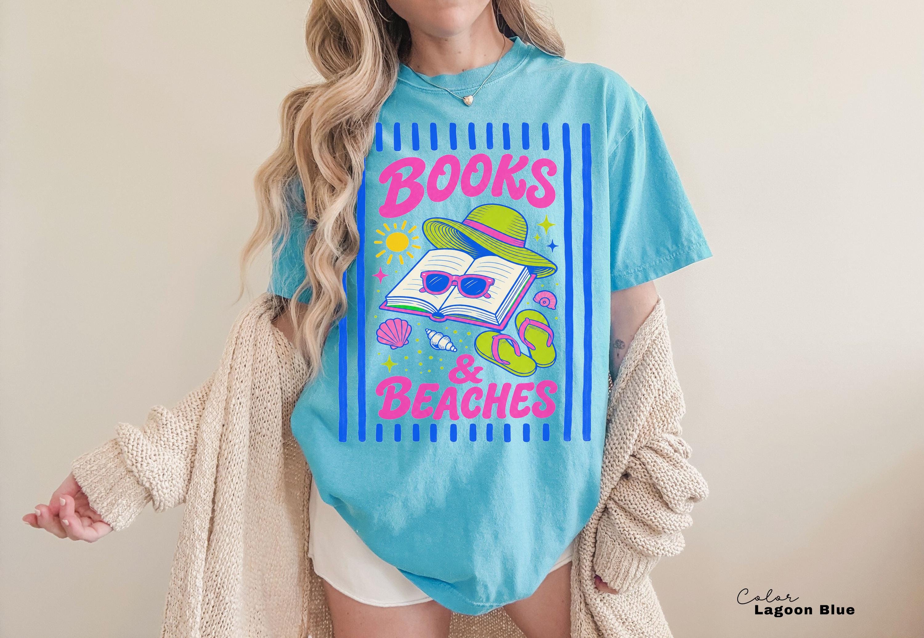 Books and Beaches Shirt, Comfort Colors Book Shirt, Gift for Book Lover, Book Lover Shirt, Reading Summer Tee, Bookworm Gift,