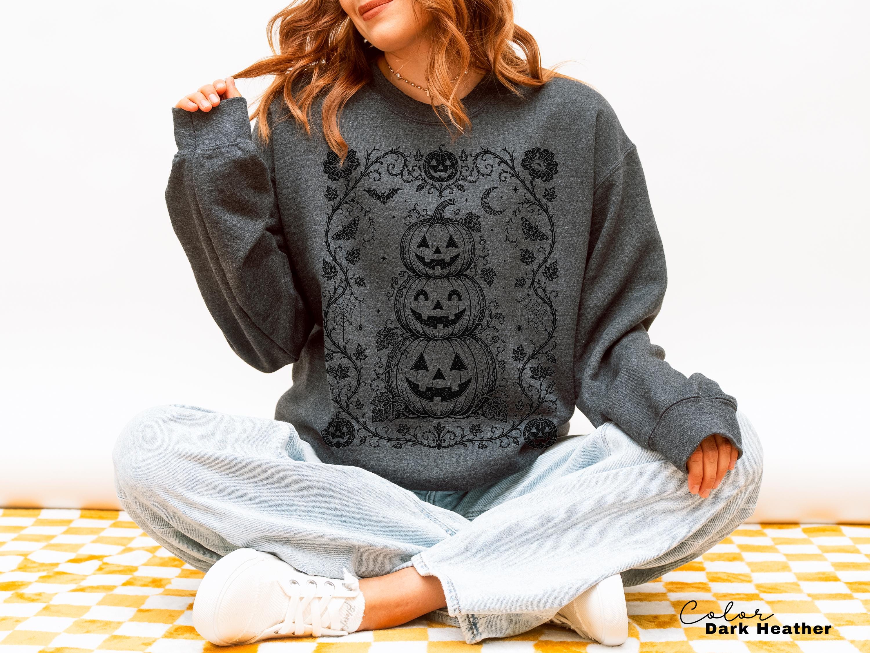 Gothic Pumpkin Halloween Shirt, Jack O Lantern Flower Tee, Dark Floral Halloween