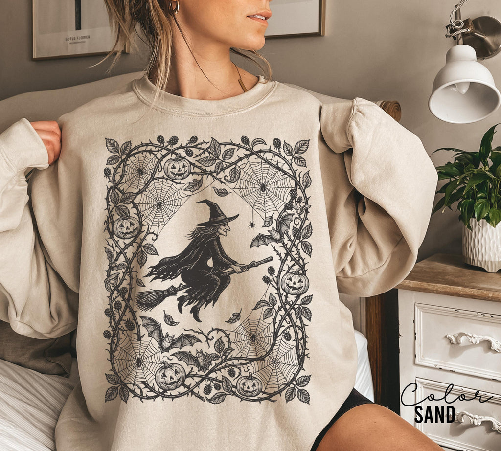 Gothic Witch Halloween Shirt, Dark Gothic Halloween Tee, Floral Witchy Halloween, Witch Gift For Her