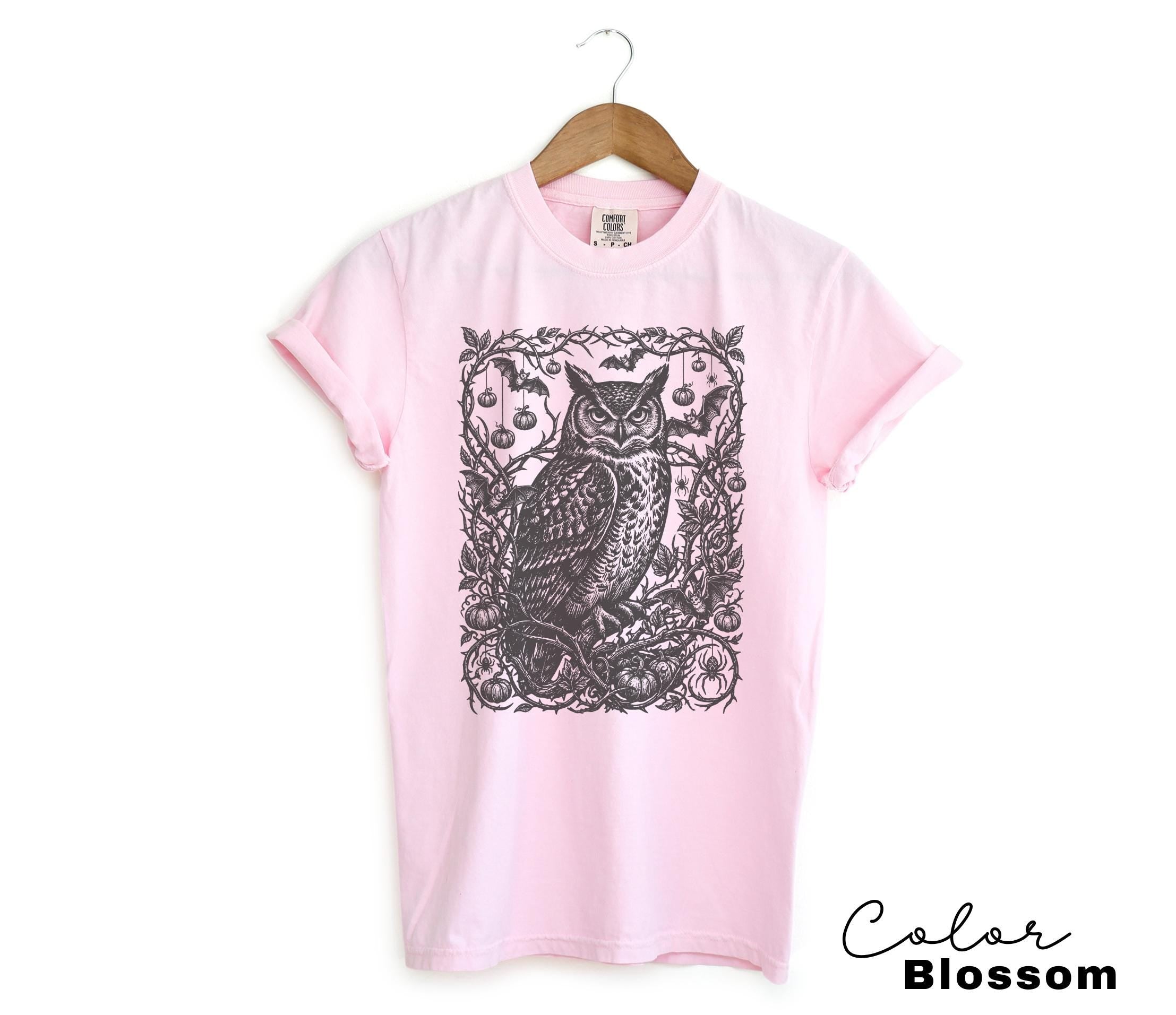 Gothic Owl Halloween Shirt, Dark Botanical Owl Tee, Witchy Owl Halloween Gift, Dark Academia Tee