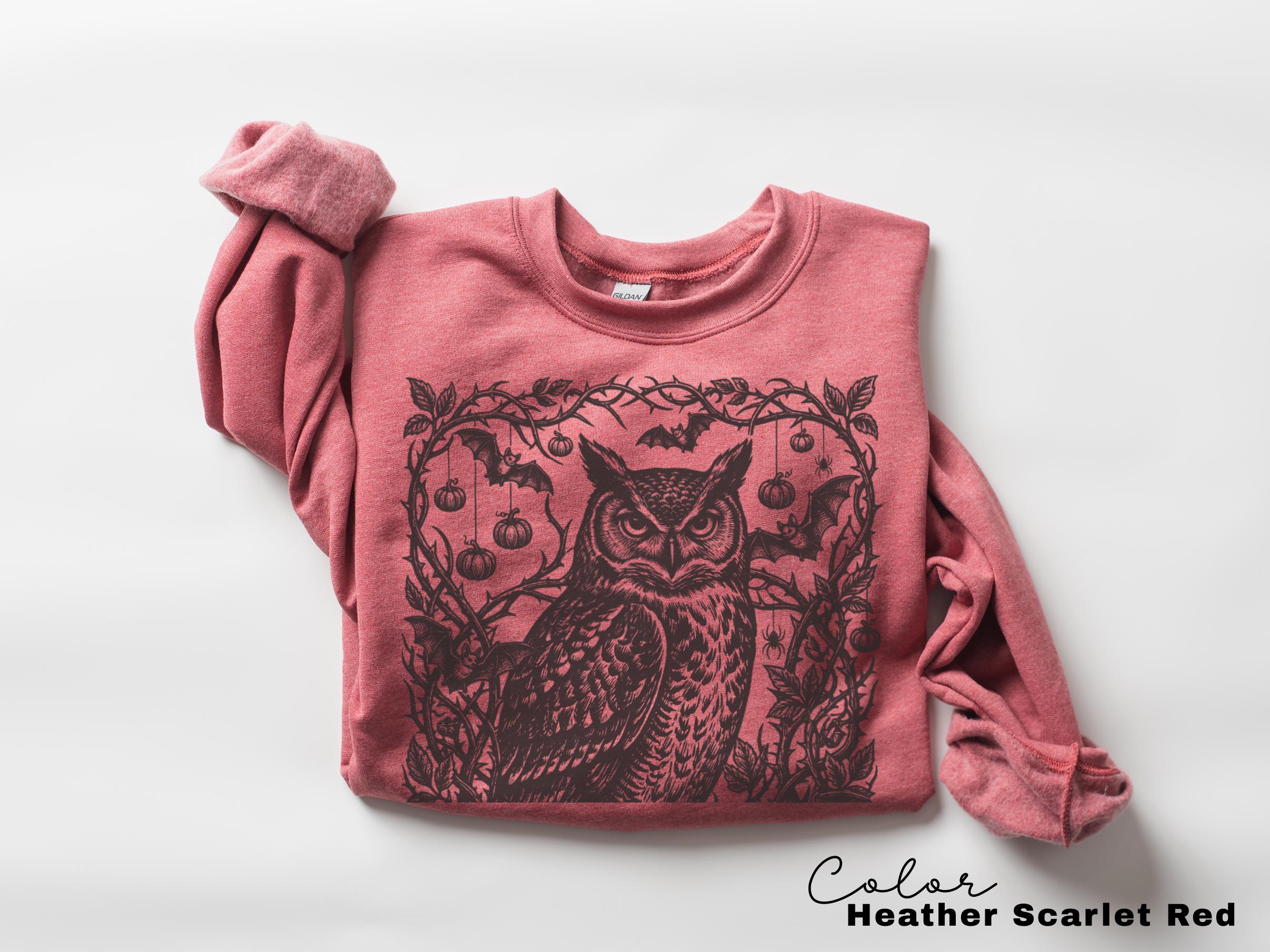 Gothic Owl Halloween Shirt, Dark Botanical Owl Tee