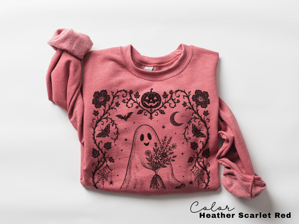 Dark Floral Ghost Halloween Shirt, Gothic Ghost Tee for Women