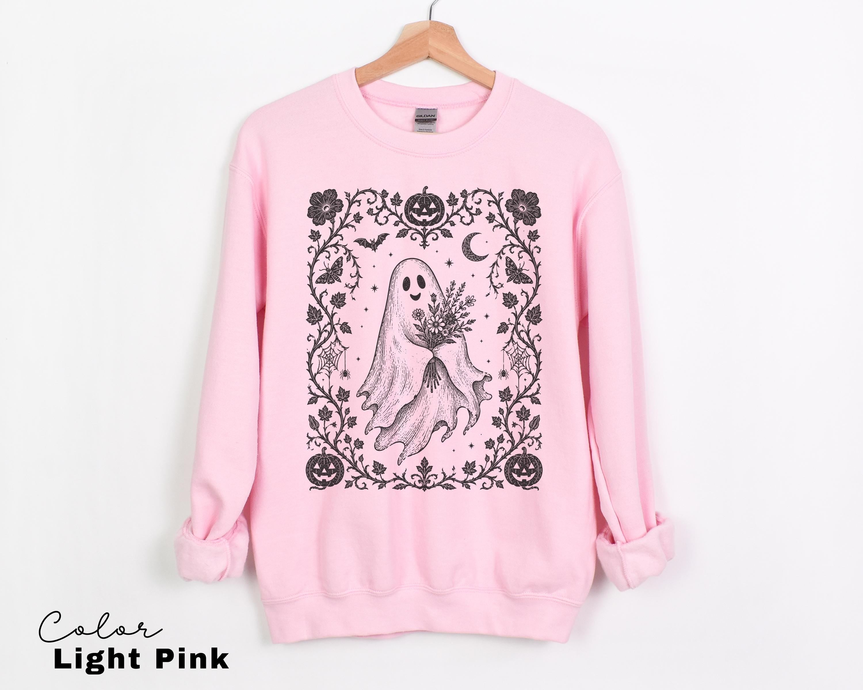 Dark Floral Ghost Halloween Shirt, Gothic Ghost Tee, Cute Spooky Ghost Halloween, Ghost Lover Gift For Her