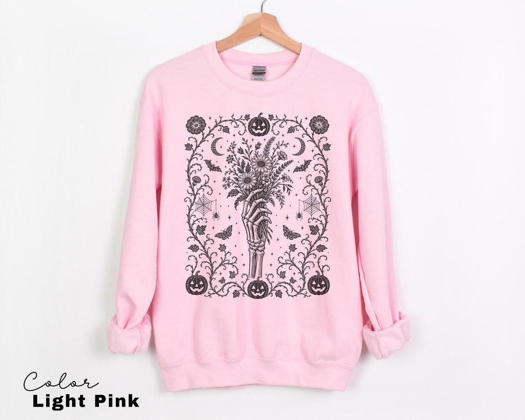 Gothic Skeleton Halloween Shirt, Dark Floral Skeleton Hand, Cottagecore Skeleton Halloween,