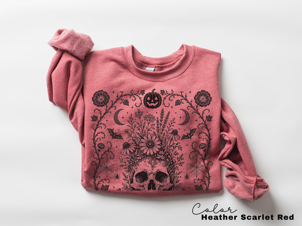 Dark Gothic Floral Skull Halloween Shirt, Dark Academia Tee