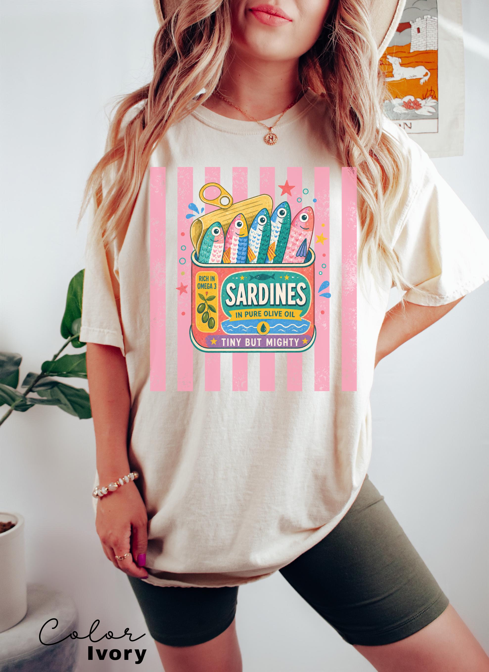 Retro Summer Sardines Shirt, Sardine Can Shirt, Retro Tin Fish, Mediterranean Food Shirt