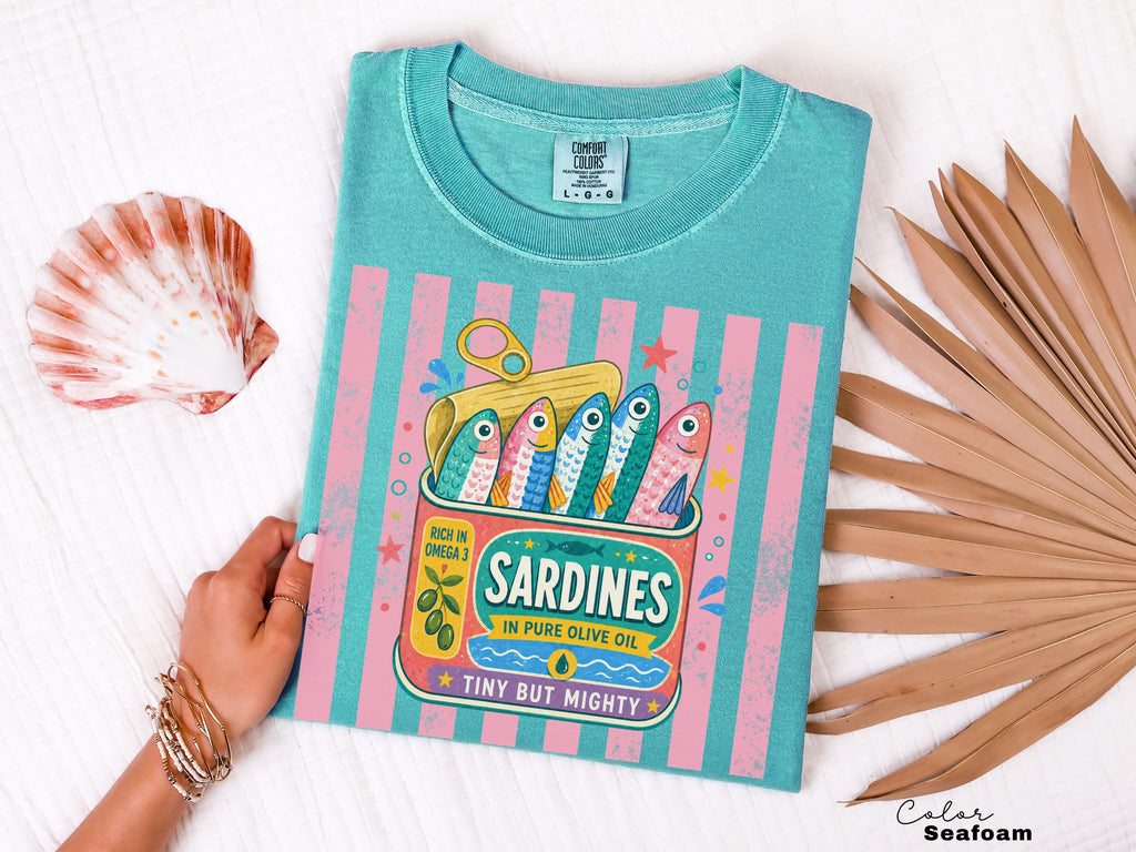 Retro Summer Sardines Shirt, Sardine Can Shirt, Retro Tin Fish, Mediterranean Food Shirt