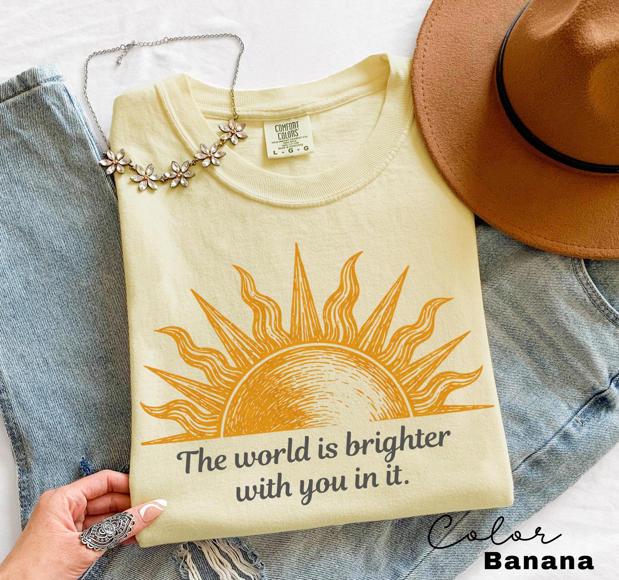 Teacher Shirt Mental Health Tee, Motivational Saying, The World Is Brighter With You In It, School Counselor, Comfort Colors