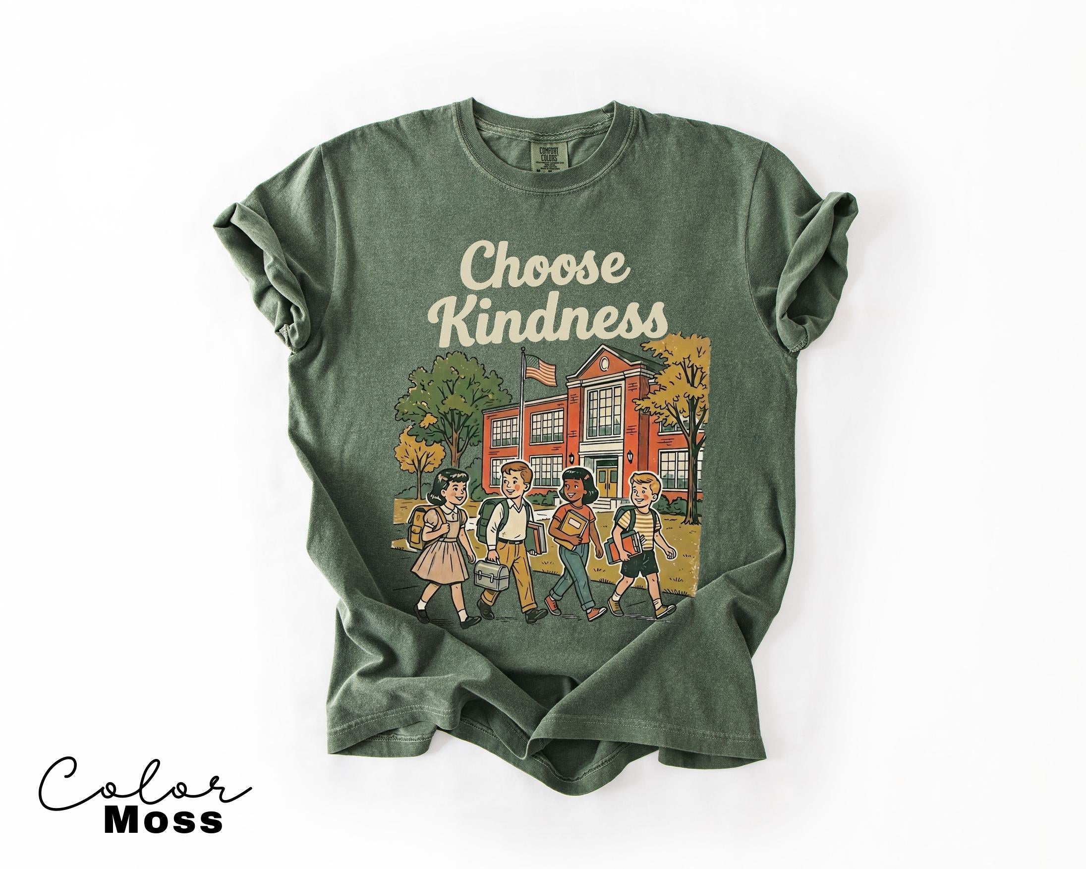 Teacher Shirt Choose Kindness Retro School Tee, Motivational Saying, Elementary Teacher, Comfort Colors