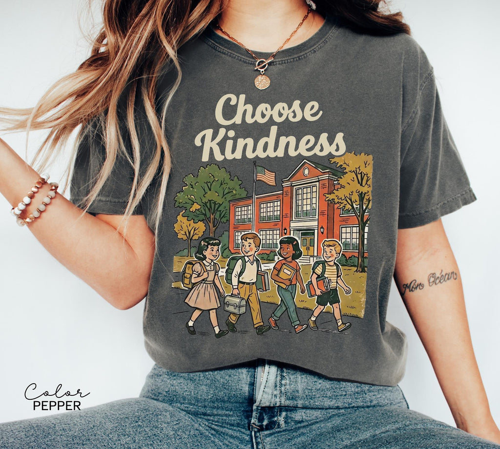 Teacher Shirt Choose Kindness Retro School Tee, Motivational Saying, Elementary Teacher, Comfort Colors