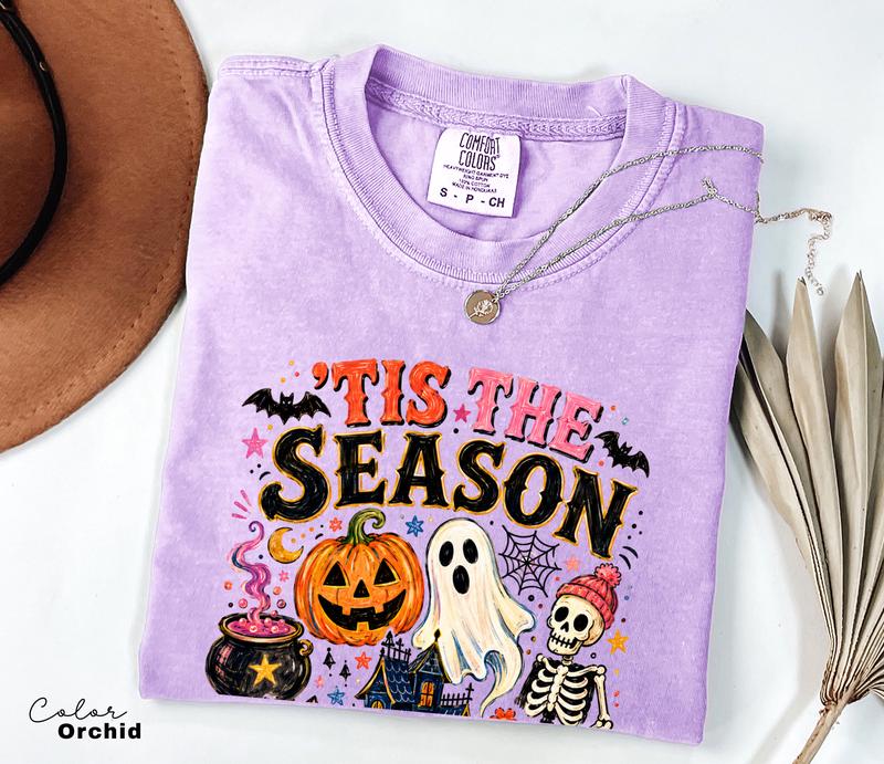 Tis the Season Halloween Graphic Tee, Comfort Colors Spooky Season Shirt, Pumpkin and Ghost T-Shirt,