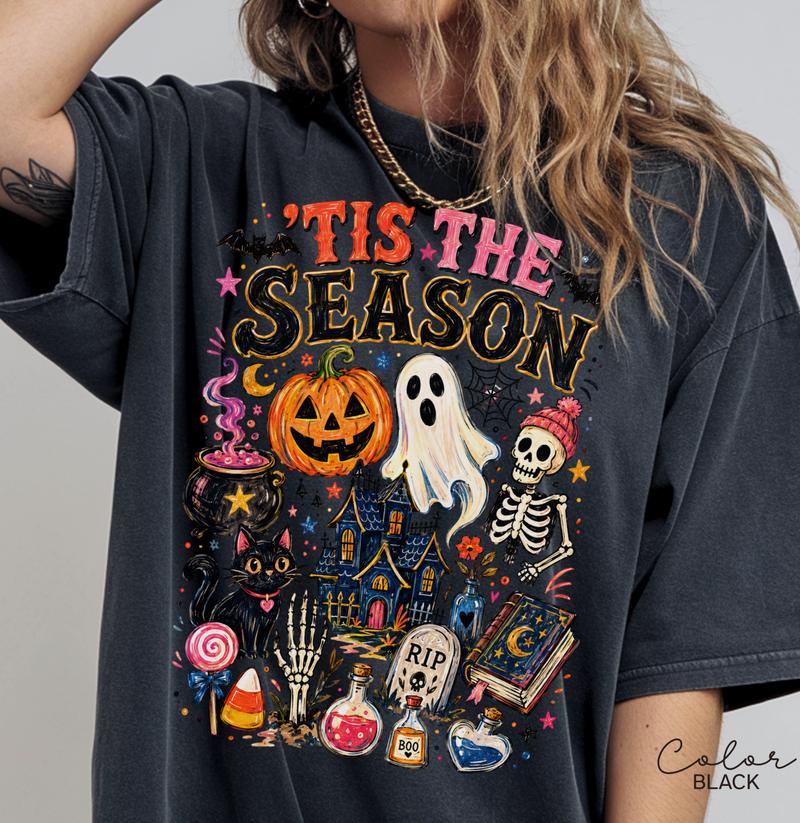 Tis the Season Halloween Graphic Tee, Comfort Colors Spooky Season Shirt, Pumpkin and Ghost T-Shirt,