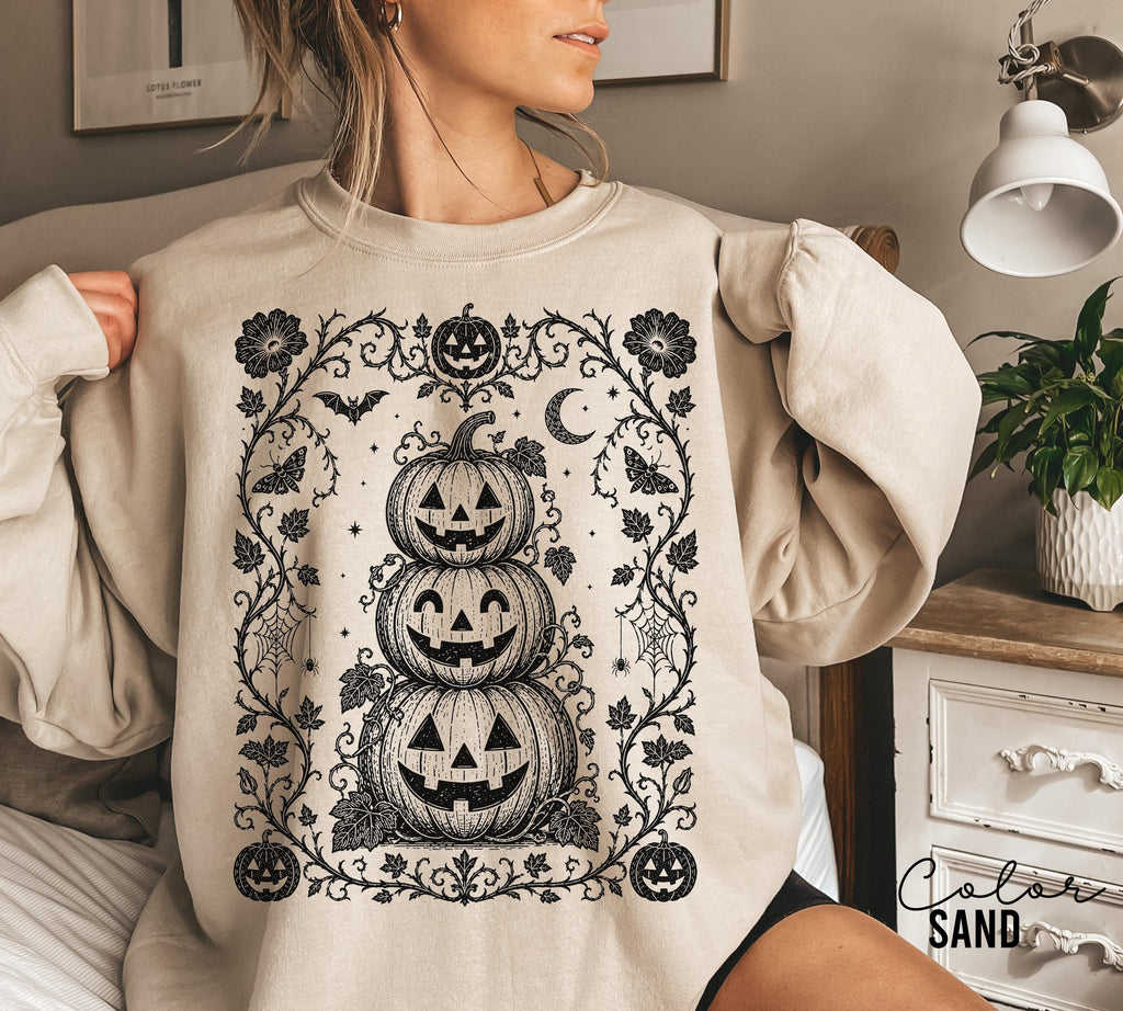 Gothic Pumpkin Halloween Shirt, Jack O Lantern Flower Tee, Dark Floral Halloween