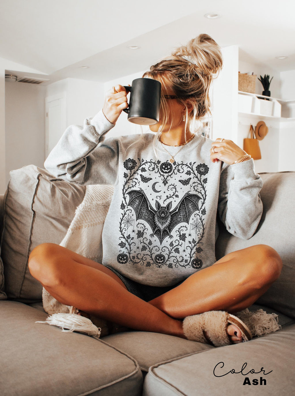 Dark Gothic Bat Halloween Shirt, Botanical Bat Tee, Witchy Floral Halloween, Spooky Bat Gift For Her