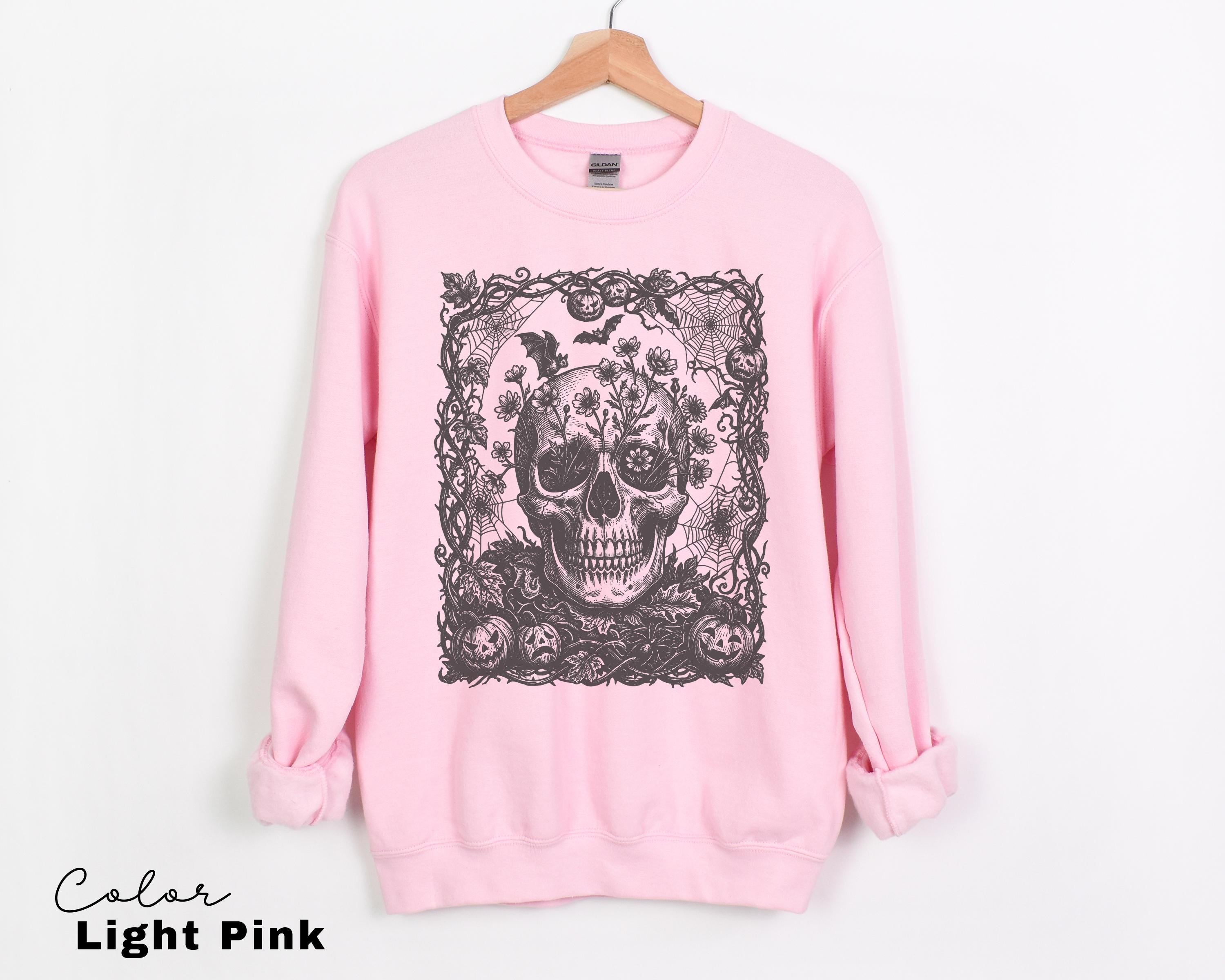 Dark Floral Skull Halloween Shirt, Gothic Skull Tee, Witchy Skull Halloween, Skull Lover Gift For Her