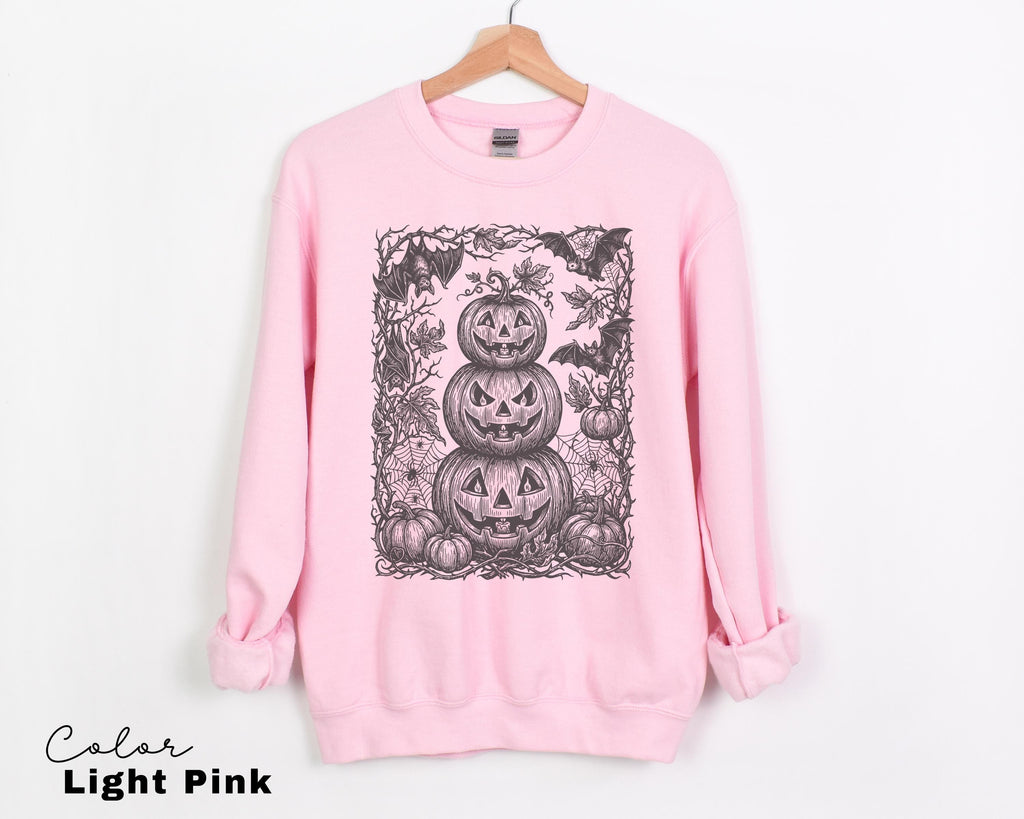 Gothic Jack O Lantern Halloween Shirt, Stacked Pumpkin Tee