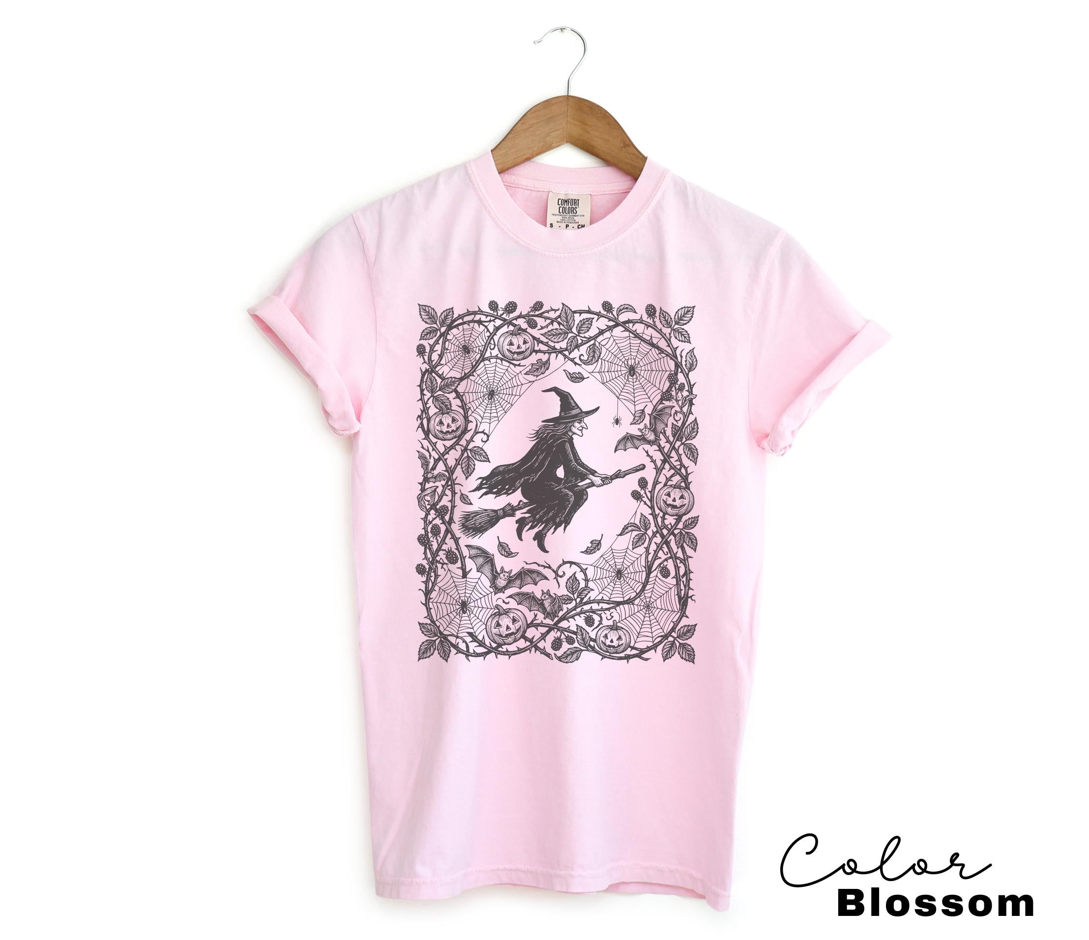 Gothic Witch Halloween Shirt, Dark Gothic Halloween Tee, Floral Witchy Halloween, Witch Gift For Her
